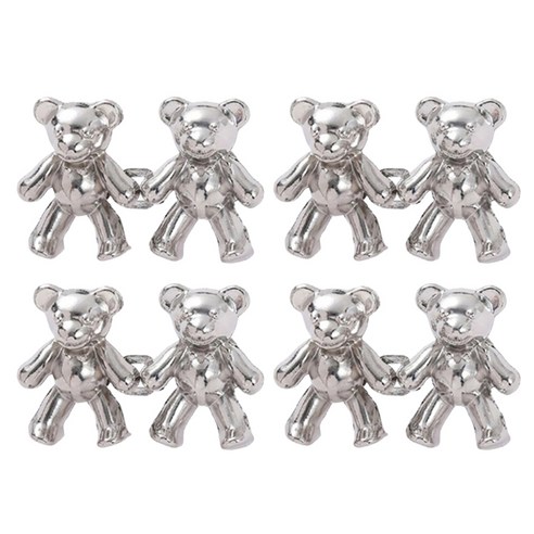 앙플러스 곰돌이 바지 허리 조절 클립 버클 단추 34 x 22mm, 실버, 4개