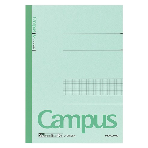 고쿠요 캠퍼스 베이직 방안선 노트 5mm 40p, Green, 1개