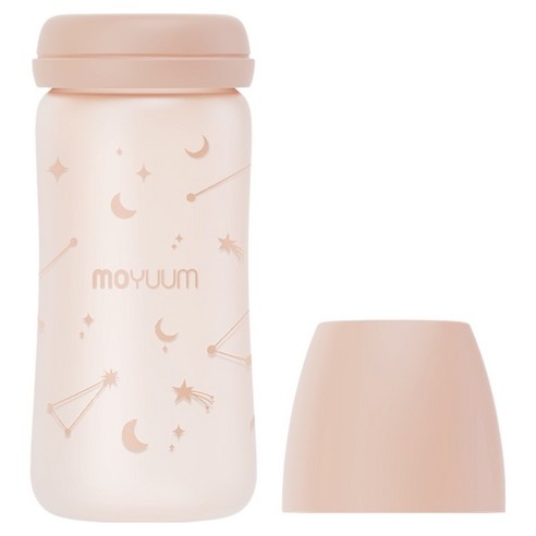 모윰 실리콘 코팅 유리 트윙클 에디션 노꼭지 젖병, 베이지, 1개, 240ml