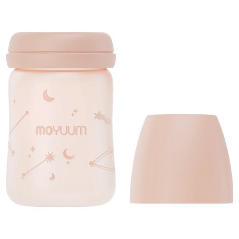 모윰 실리콘 코팅 유리 젖병 트윙클 에디션 노꼭지, 베이지, 1개, 150ml