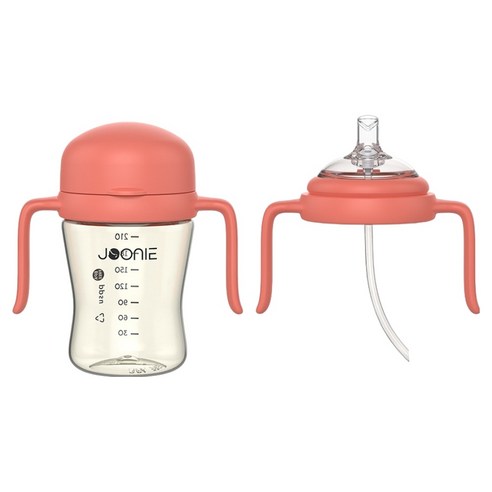 주니 자기주도 2세대 컵 210ml + 빨대컵 해드 데롱추 + 일반빨대 세트, 핑크, 1세트