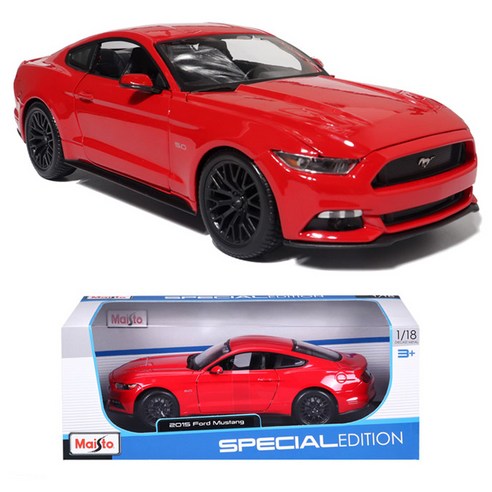마이스토 1:18 2015 포드 머스탱 GT 다이캐스트 모형차, 레드, 1개