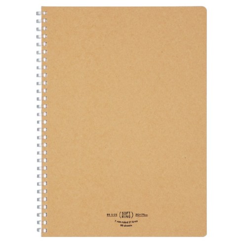 고쿠요 소프트링 크라프트 일반선 노트 A5 7mm 80p, 1개, Kraft
