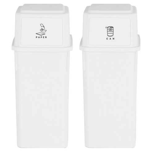 네이쳐리빙 피넛베리 데일리 재활용 분리수거함 60L x 2종 세트, 밀크화이트