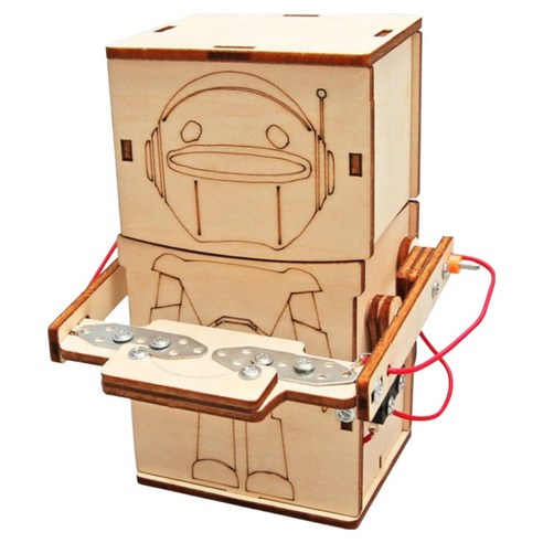 리브온 창의력 STEAM 목재 만들기 동전삼킴이 로봇 10 x 11 x 12 cm, 혼합색상, 1개