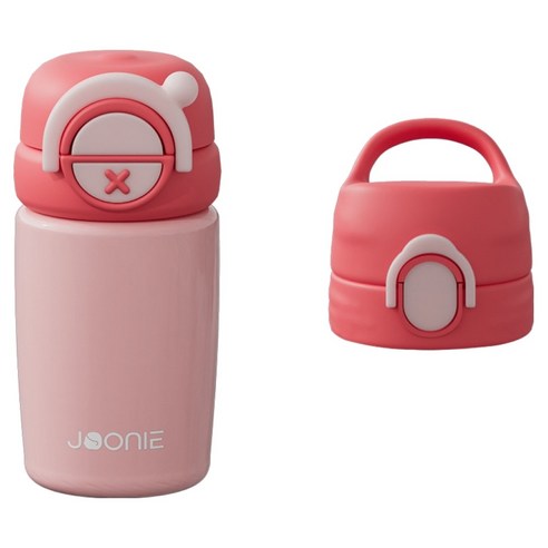 주니 2in1 스테인리스 빨대 텀블러 + 입모아컵 헤드 세트, 240ml, 1개, 핑크