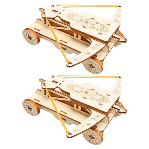 리브온 창의력 STEAM 목재 만들기 성을공격하는 쇠뇌차 입체퍼즐 135 x 150 x 54 mm, 혼합색상, 2개