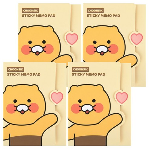 카카오프렌즈 춘식이 4단 점착 메모지 7종 세트, 옐로우, 4세트, 20매