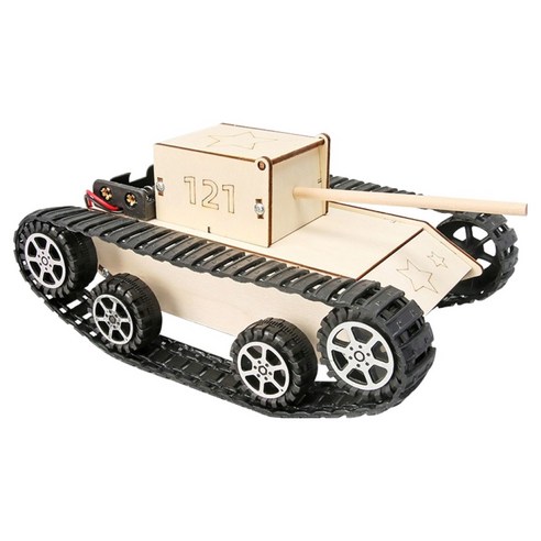 리브온 창의력 STEAM 목재 만들기 전차 입체퍼즐 200 x 95 mm, 혼합색상, 1개