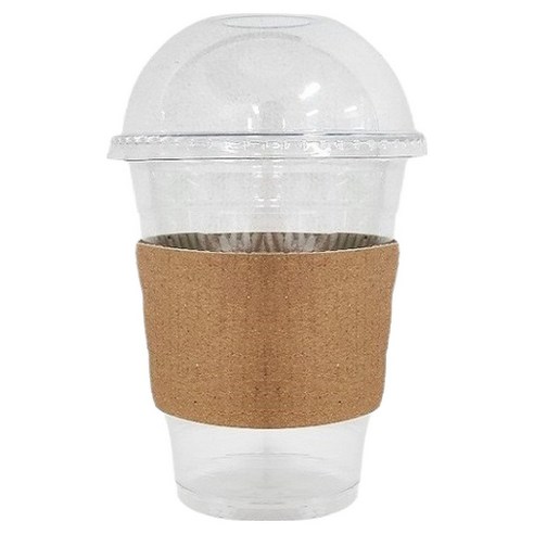 이로울생활 투명 PET 아이스컵 + 돔뚜껑 + 무지 홀더 세트, 410ml, 50개입, 1세트