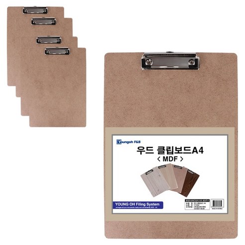 영오 우드 클립보드 A4, MDF, 5개