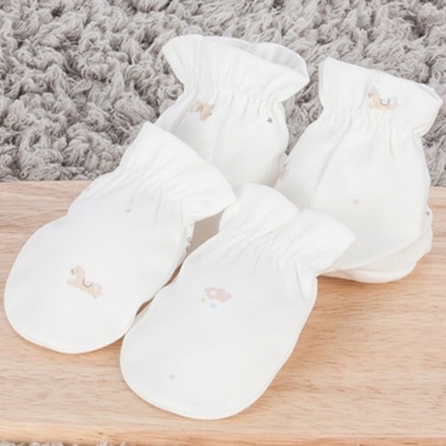 오가닉붐 신생아용 2026년 말띠 손싸개 + 발싸개 세트 사계절