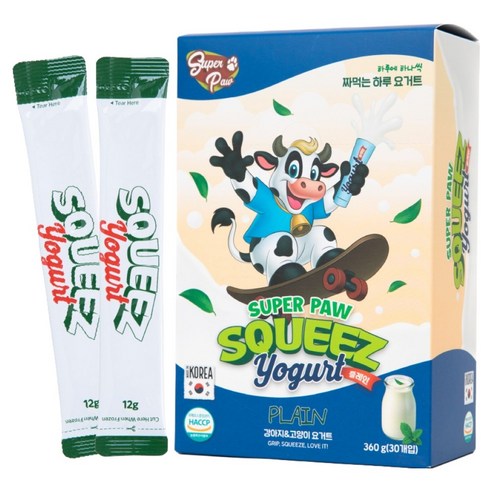 슈퍼포우 반려동물 짜먹는 하루 요거트 간식 30p, 360g, 1개, 플레인