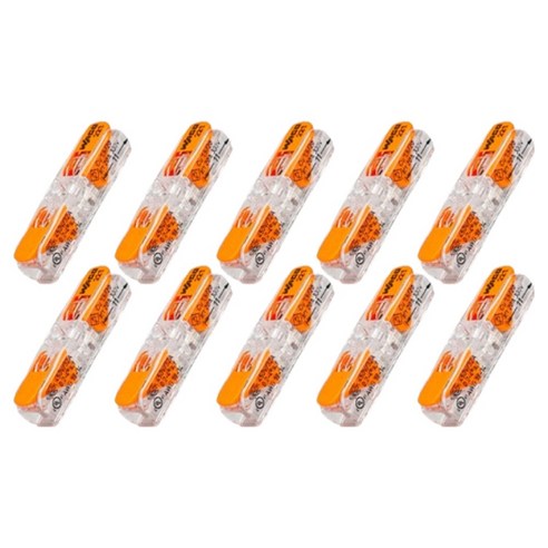 와고 단선 연선 겸용 고용량 32A 래버타입 푸쉬콘넥타 2p Simple 직결형 주황색 0.2~4mm 호환, 10개