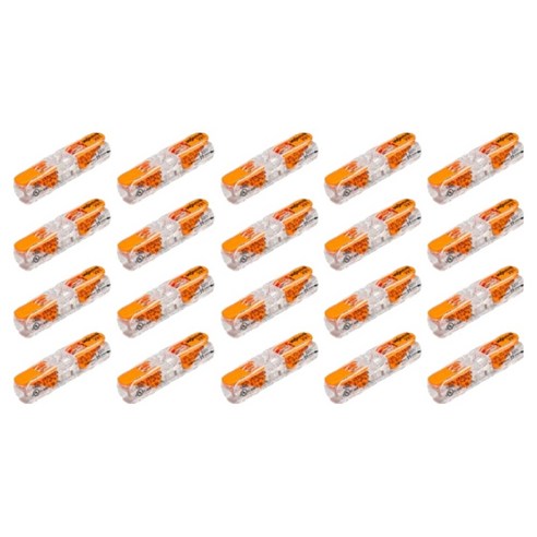 와고 단선 연선 겸용 고용량 32A 래버타입 푸쉬콘넥타 2p Simple 직결형 주황색 0.2~4mm 호환, 20개