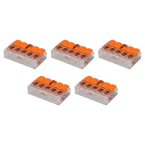 와고 단선 연선 겸용 고용량 32A 래버타입 푸쉬콘넥타 5p Simple 주황색 0.2~4mm 호환, 5개