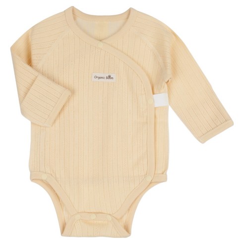 오가닉붐 신생아용 아일렛 자카드 스냅 배냇 바디슈트