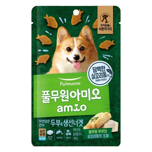풀무원아미오 강아지 자연담은간식, 혼합맛(두부/생선맛), 80g, 1개