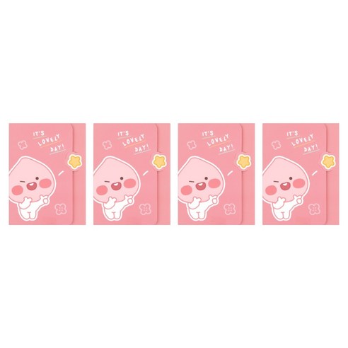 카카오프렌즈 리틀프렌즈 러블리 4단 점착 메모지, 리틀어피치, 140매, 4개