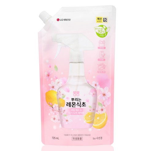 퐁퐁 뿌리는 레몬식초 리필, 1개, 725ml