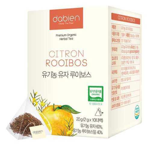 다비앙 유기농 유자 루이보스티, 2g, 10개입, 1개