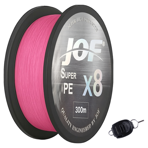 JOF SUPER PE X8 합사 낚시줄 300m+로얄피쉬 라인홀더, 코랄핑크, 1세트