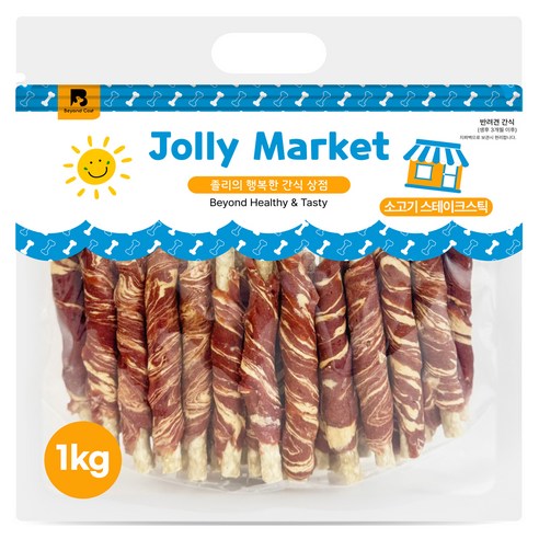 졸리마켓 강아지 대용량 육포, 소고기 스테이크 스틱, 1kg, 1개