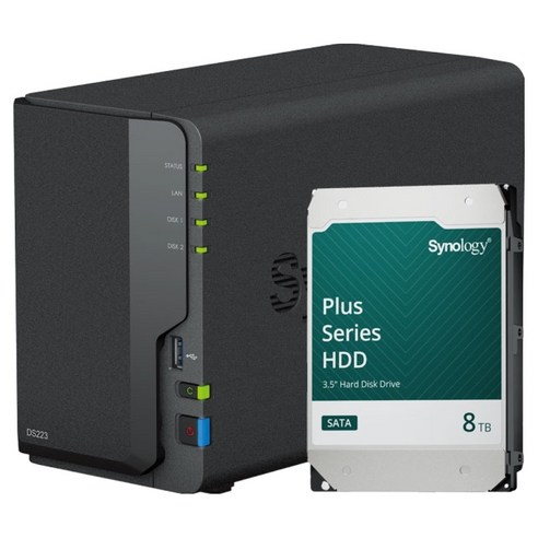시놀로지 2베이 NAS DS223 + 하드 HAT3320-8T 세트, DS223(NAS), HAT3320-8T(하드)
