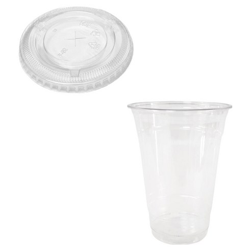 이로울생활 PET 아이스컵 470ml 50p + 평뚜껑 50p 세트, 1세트