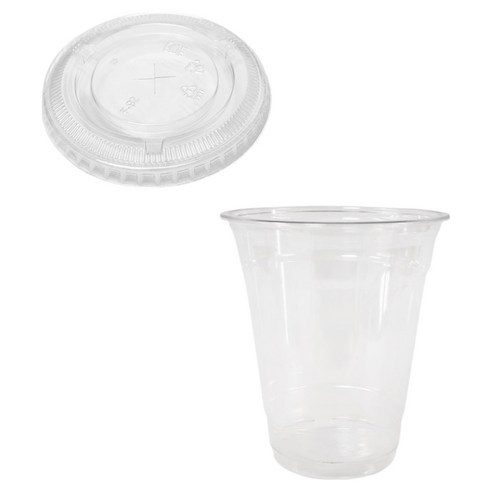 이로울생활 PET 아이스컵 410ml 50p + 평뚜껑 50p 세트, 1세트