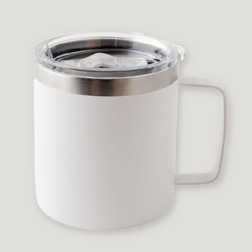 소소모소 이중 스텐 뚜껑 머그 350ml, 화이트, 1개