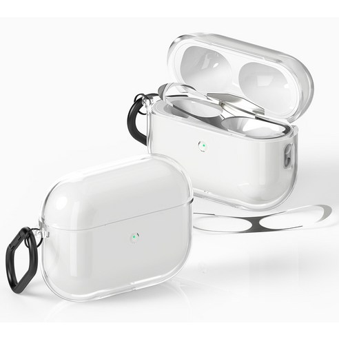 신지모루 변색방지 에어팟 프로 3세대 TPU 투명 케이스 + 철가루 방지 스티커 + 카라비너 세트 이미지 3