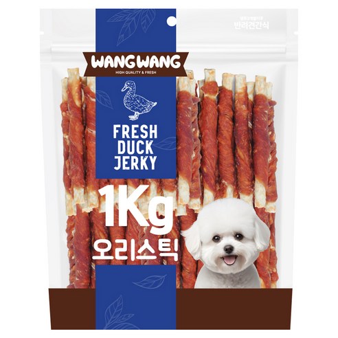 왕왕 강아지 프리미엄 간식 대용량 오리스틱껌, 1kg, 1개, 오리맛 1kg, 1개, 오리맛
