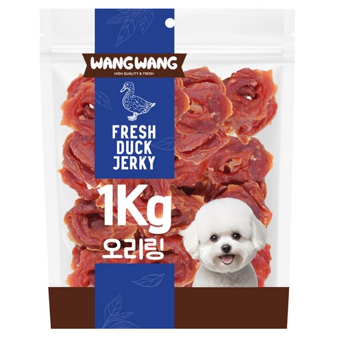 왕왕 강아지 프리미엄 대용량 오리링 간식, 1kg, 1개, 오리맛