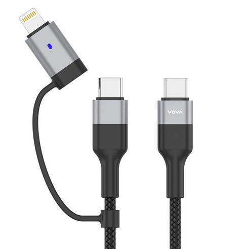보바 3in1 PD 멀티 고속충전 케이블 60W, 1개, 혼합색상, 1.2m