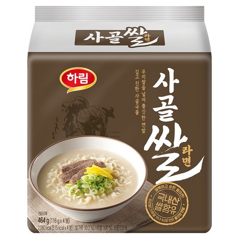 하림 사골쌀라면 116g, 4개