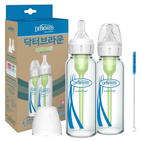 닥터브라운 내로우 유리젖병 2p, 투명, 250ml, 1개