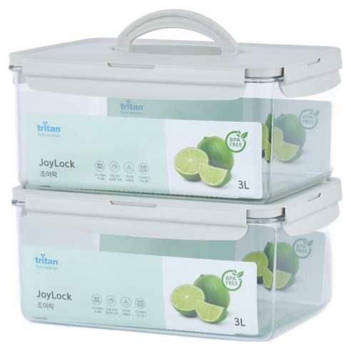 ecosense 조이락 트라이탄 밀폐용기 직사각, 2개, 3L