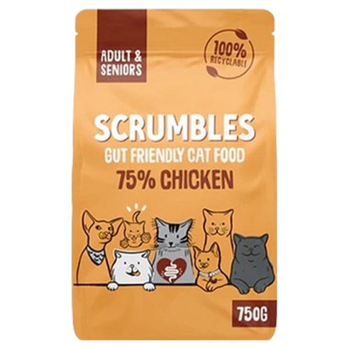 스크럼블즈 어덜트 & 시니어 고양이 컴플리트 사료, 닭, 750g, 1개