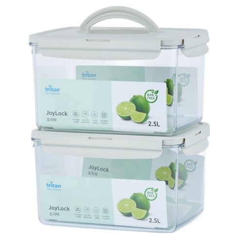ecosense 조이락 트라이탄 밀폐용기 직사각, 2개, 2.5L