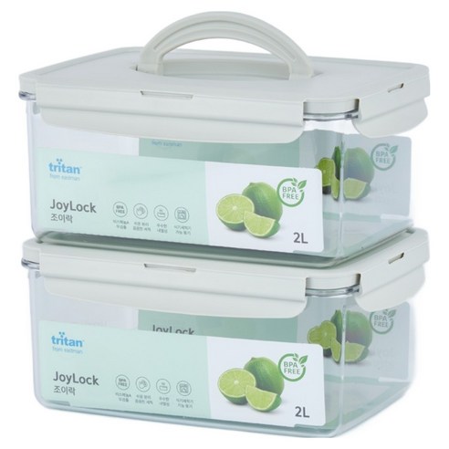 ecosense 조이락 트라이탄 밀폐용기 직사각, 2개, 2L