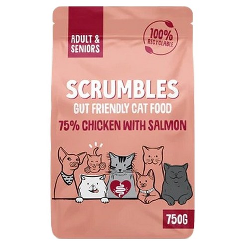 스크럼블즈 어덜트 앤 시니어 고양이 컴플리트 건식사료, 연어, 750g, 1개