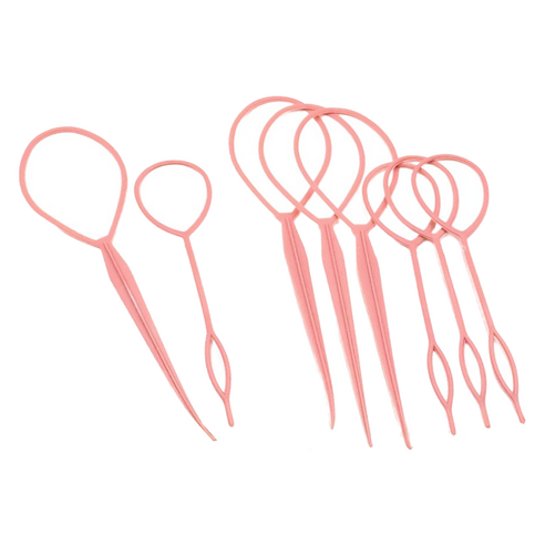 비단길 바빈 올림머리 헤어 스타일링도구 헤어가이드 2종 세트, 진핑크, 4세트