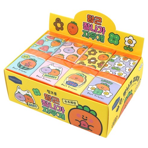 핑크풋 당근 잘나가 지우개 4종 x 6p 세트, 오렌지, 1세트