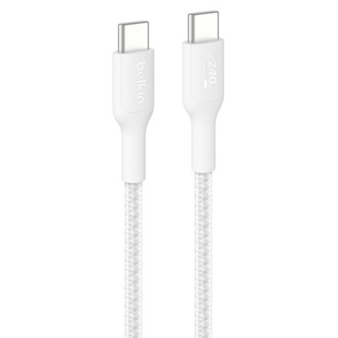 벨킨 C타입-C타입 240W 브레이디드 고속 충전 케이블 CAB025fq1MWH, 화이트, 1개, 1m