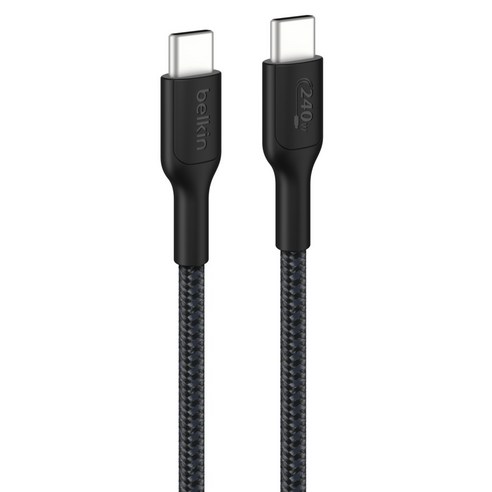 벨킨 C타입-C타입 240W 브레이디드 고속 충전 케이블 CAB025fq1MBK, 블랙, 1개, 1m