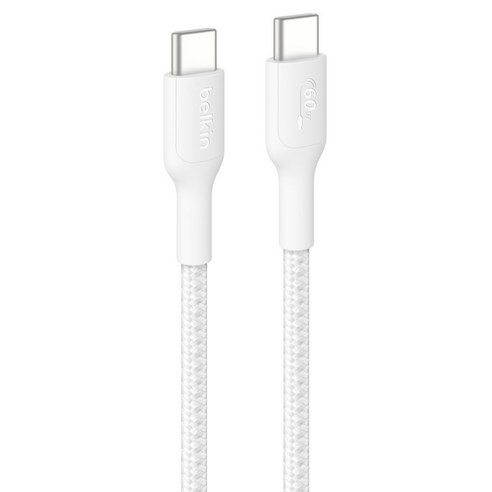 벨킨 C타입-C타입 60W 브레이디드 고속 충전 케이블 CAB024fq1MWH, 1m, 화이트, 1개