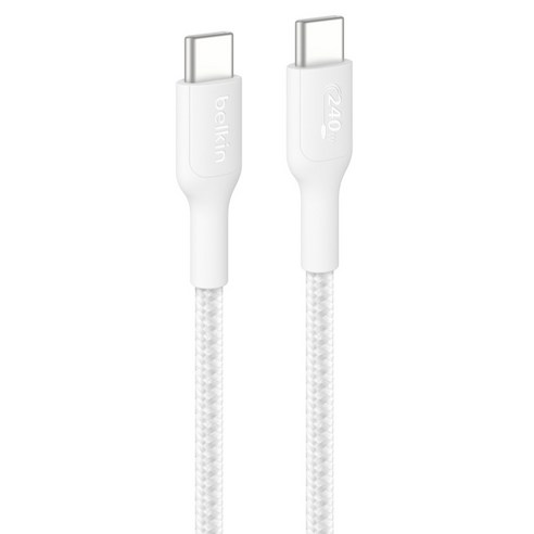 벨킨 C타입-C타입 240W 브레이디드 고속 충전 케이블 CAB025fq2MWH, 화이트, 1개, 2m