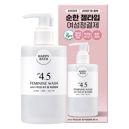 해피바스 pH 4.5 약산성 로즈 젤 여성청결제, 300ml, 1개