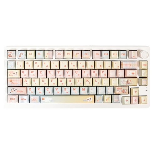 큐센 PBT 염료승화 체리프로파일 한글 키캡 138키, 솜사탕 파스텔, QSENN PBT 염료승화 체리프로파일 키캡